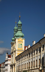 Church of Assumption of Virgin Mary at Large square (Velke namesti) in Hradec Kralove. Czech Republic