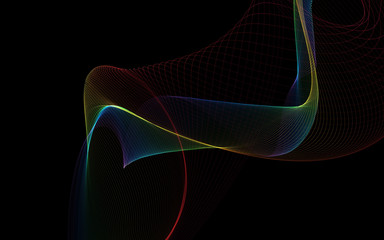 Dark abstract background with a glowing abstract waves