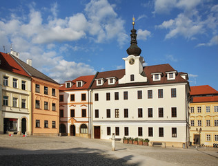 Small square (Male namesti) in Hradec Kralove. Czech Republic