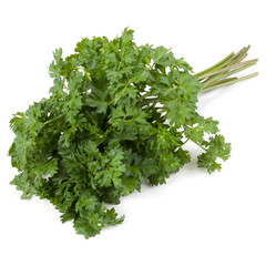 parsley leaves bunch isolated on white background cutout