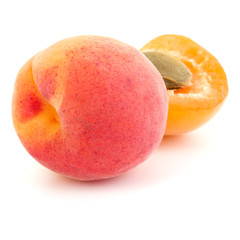 Two apricot fruit isolated on white background cutout