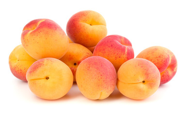 A bunch of apricot fruit isolated on white background cutout