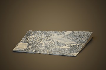 voxel aerial cityscape computer generated illustration