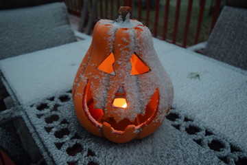 Snowy Jack-O-Lantern
