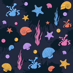 Seamless pattern , sea color background.