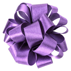 big round bow in lavender color isolated on white background close up . Bow image for decoration...