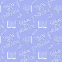 Seamless pattern Back to school on purple background