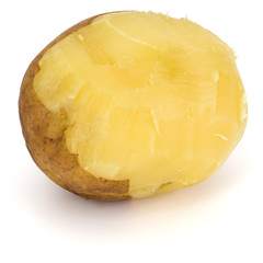 one boiled peeled potato isolated on white background cutout
