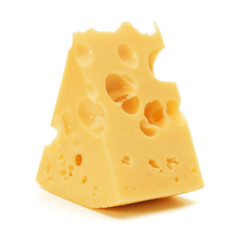 Cheese block isolated on white background cutout