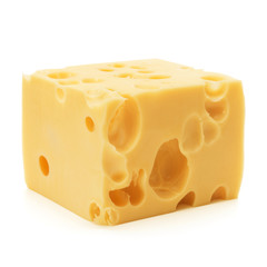 Cheese block isolated on white background cutout