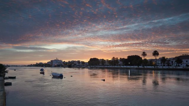 Breathtaking Sky at Dusk Time-Lapse Guadalete River Puerto de Santa Maria