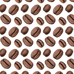 Coffee beans background, Isolated on white. Food concept.. Coffee beans pattern.