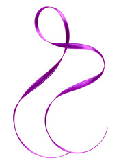 Shiny satin ribbon in lavender color isolated on white background close up .Ribbon image for decoration design.
