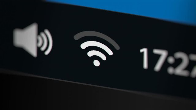 WiFi Signal Strength on Laptop Monitor Screen. Seamless Loop
