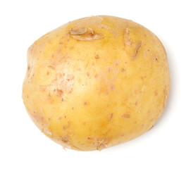 potato isolated on white background. Top view, flat lay.