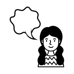 young woman with speech bubble