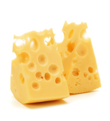 Cheese block isolated on white background cutout