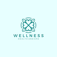 Wellness logo with a simple and clean modern design with elegant line art style for yoga massage or spa and beauty business.