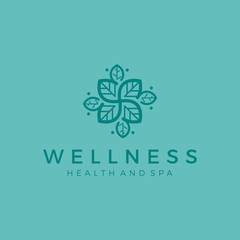 Wellness logo with a simple and clean modern design with elegant line art style for yoga massage or spa and beauty business.