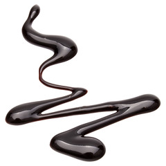 Chocolate syrup drop isolated on white background