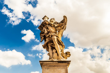 Fototapeta na wymiar Angel with the Column in Ponte Sant'Angelo (Rome, Italy)