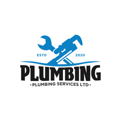 Plumbing service logo design - modern logo - plumbing industrial home service with wrench element