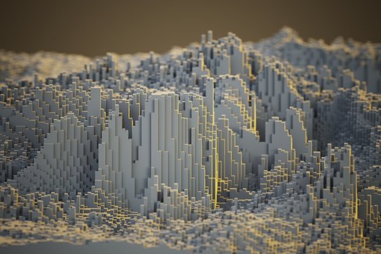 voxel cliff landscape computer generated illustration