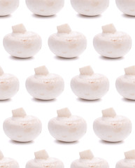 Champignon mushroom. Seamless food pattern.