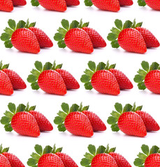 Strawberry isolated on white background cutout. Seamless food pattern.
