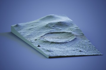 impact crater voxel landscape computer generated illustration © Matthieu Tuffet