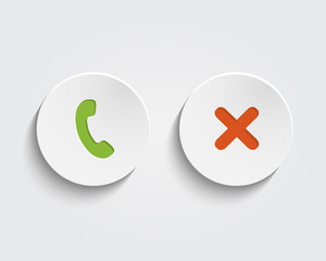Obraz premium Vector answer the call, cancel the call signs on buttons