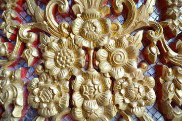 Traditional Thai style painting art on the temple door