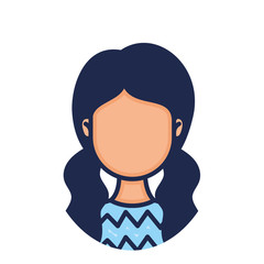 head woman face with two hair tails character