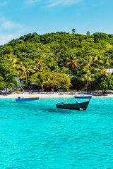 Fototapeta na wymiar Saint Vincent and the Grenadines, View from Mustique Britannia Bay