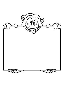 knom schild monster halten text feld schreiben leere fl&auml;che clipart halloween horror gr&uuml;n kobold troll ork klein design comic cartoon frech