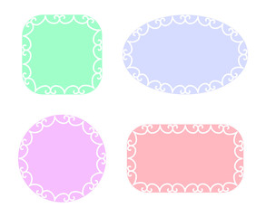 Empty blank vintage frame set, romantic old style text box with calligraphic design elements, color isolated on white background, vector illustration.