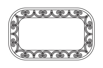 Empty blank vintage frame, romantic old style text box with calligraphic design elements, outlined, detailed, black isolated on white background, vector illustration.