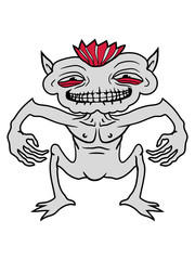 kleiner troll kobold kopf halloween monster gesicht horror gruselig böse zähne augen kopf gefährlich hässlich comic cartoon clipart design