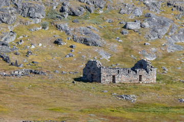Fototapeta na wymiar The viking old church in the historic hvalsey viking settlement, Greenland.