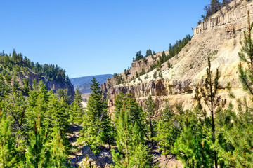 Overhanging Cliff at Tower Fall in Yellowstone National Park