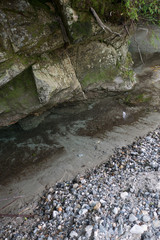 Obraz na płótnie Canvas A transparent river with rocks