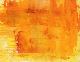 Abstract Orange painting with lots of organic textures. 