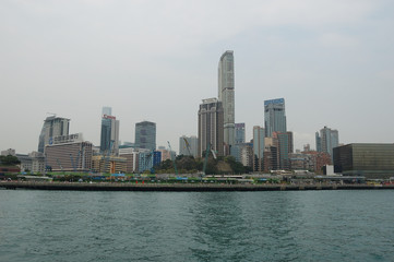 Fototapeta na wymiar The high-rise buildings facing Victoria Harbour in Hong Kong