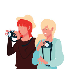 Women taking picture vector design