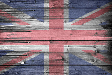 Great britan/United kingdom national flag on wooden rustic background. Patriotic and national symbol concepts.