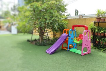 Children's slider playground in park