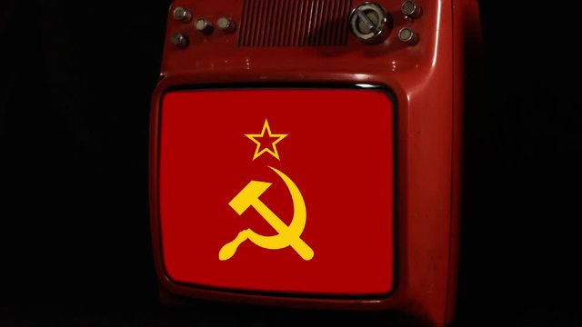 Flag Of The Soviet Union on a Retro TV. 