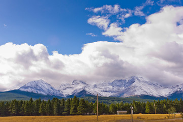 Snow-covered mountains near Coleman, Alberta