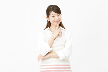 Obraz premium 女性 エプロン姿