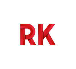 Initial two letter red 3D logo vector RK